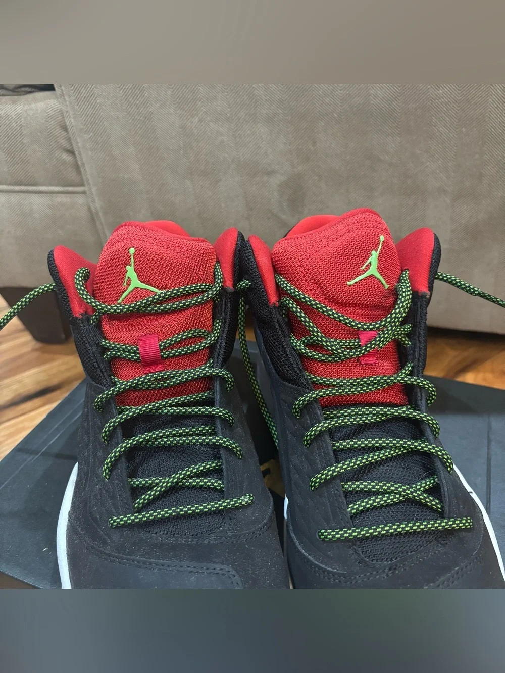Mens Nike Jordans New School (768901-013) Black, Red & Green Size 12 W/ Box